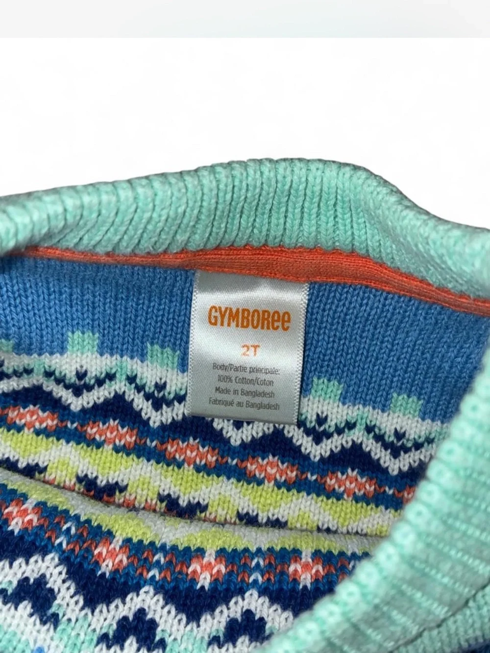 Gymboree Aqua, Navy & Lime Fair Isle Knit Sweater